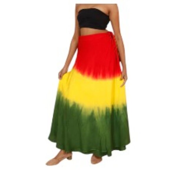 JAMAICAN RASTA TIE DYE WRAP SKIRT - Picture 1 of 3